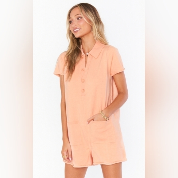 Show Me Your Mumu Orange Gio Button Front Sweater Romper Beach Summer - Picture 1 of 13